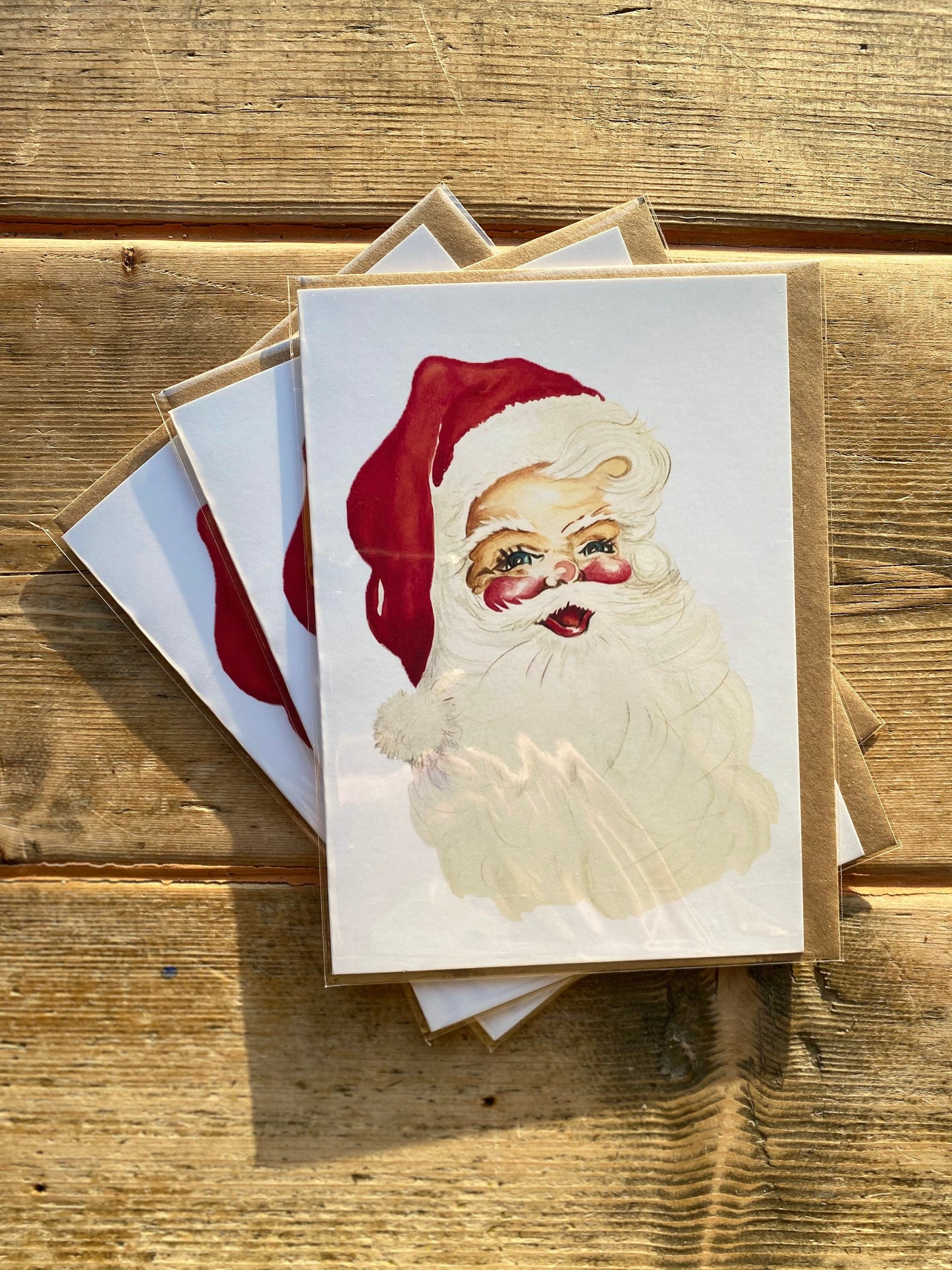 Vintage style Santa Christmas card blank greetings