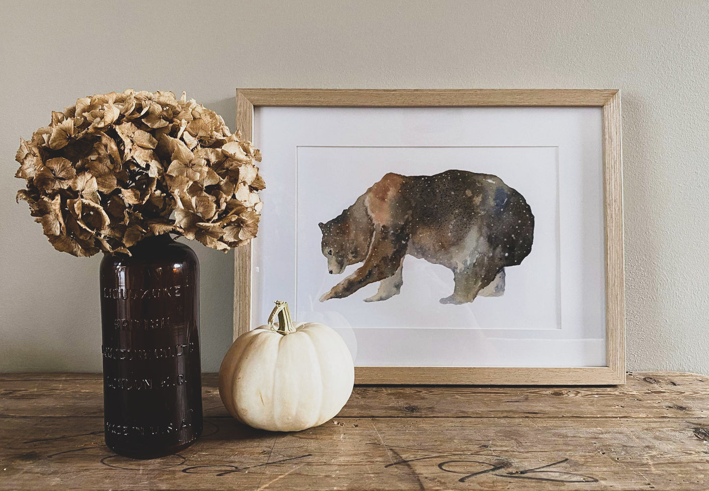 Hand illustrated Brown bear print