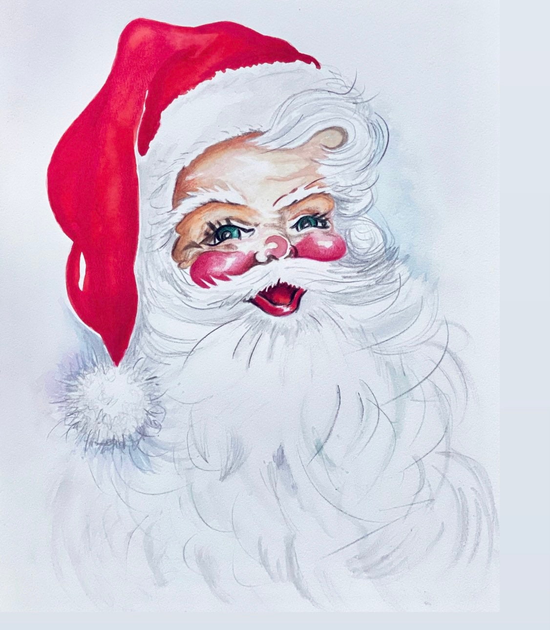 Vintage style Santa Christmas card blank greetings